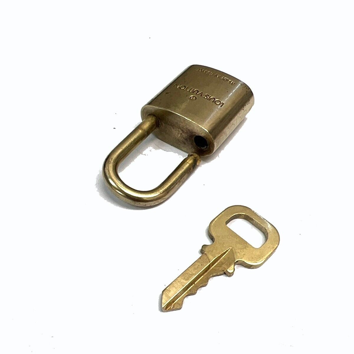 LOUIS VUITTON LV 10 SET PADLOCK KEY BAG CHARM CADENA GOLD PLATED FRANCE 37SH244