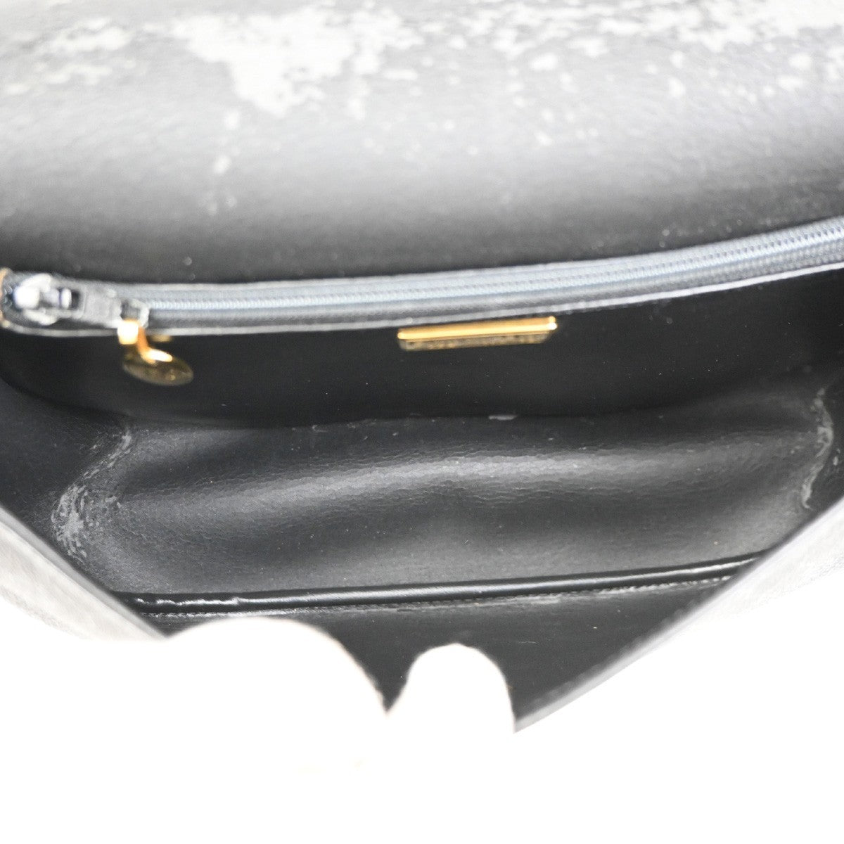 CHRISTIAN DIOR Logo Honeycomb Shoulder Bag PVC Leather Black GHW France 38KC673