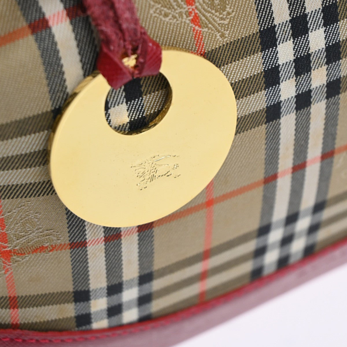 BURBERRY Logo Haymarket Check Shoulder Hand Bag Canvas Leather BE GHW 89RQ012