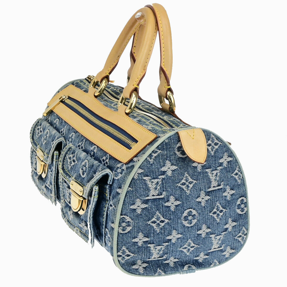 LOUIS VUITTON Neo Speedy Hand Bag Monogram Denim Leather Blue M95019 648YF702