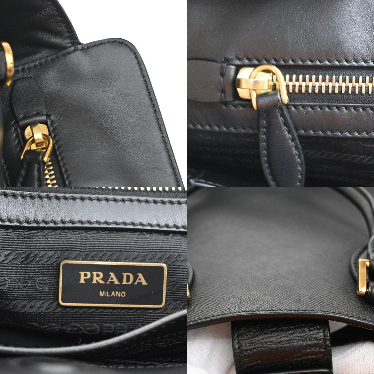 PRADA Logo Galleria Tote Hand Bag Saffiano Leather Black GHW 73PA039