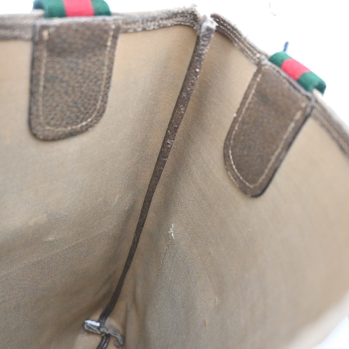 GUCCI Logo GG Sherry Line Shoulder Tote Hand Bag PVC Leather Beige Italy 60MA456