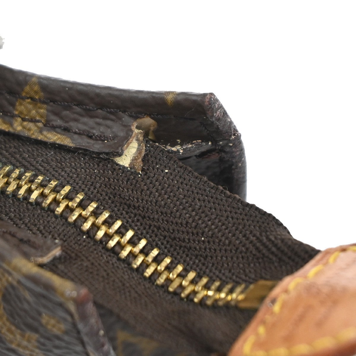 LOUIS VUITTON Logo BUCKET PM Pouch Bag Monogram Leather Brown France 04KB551