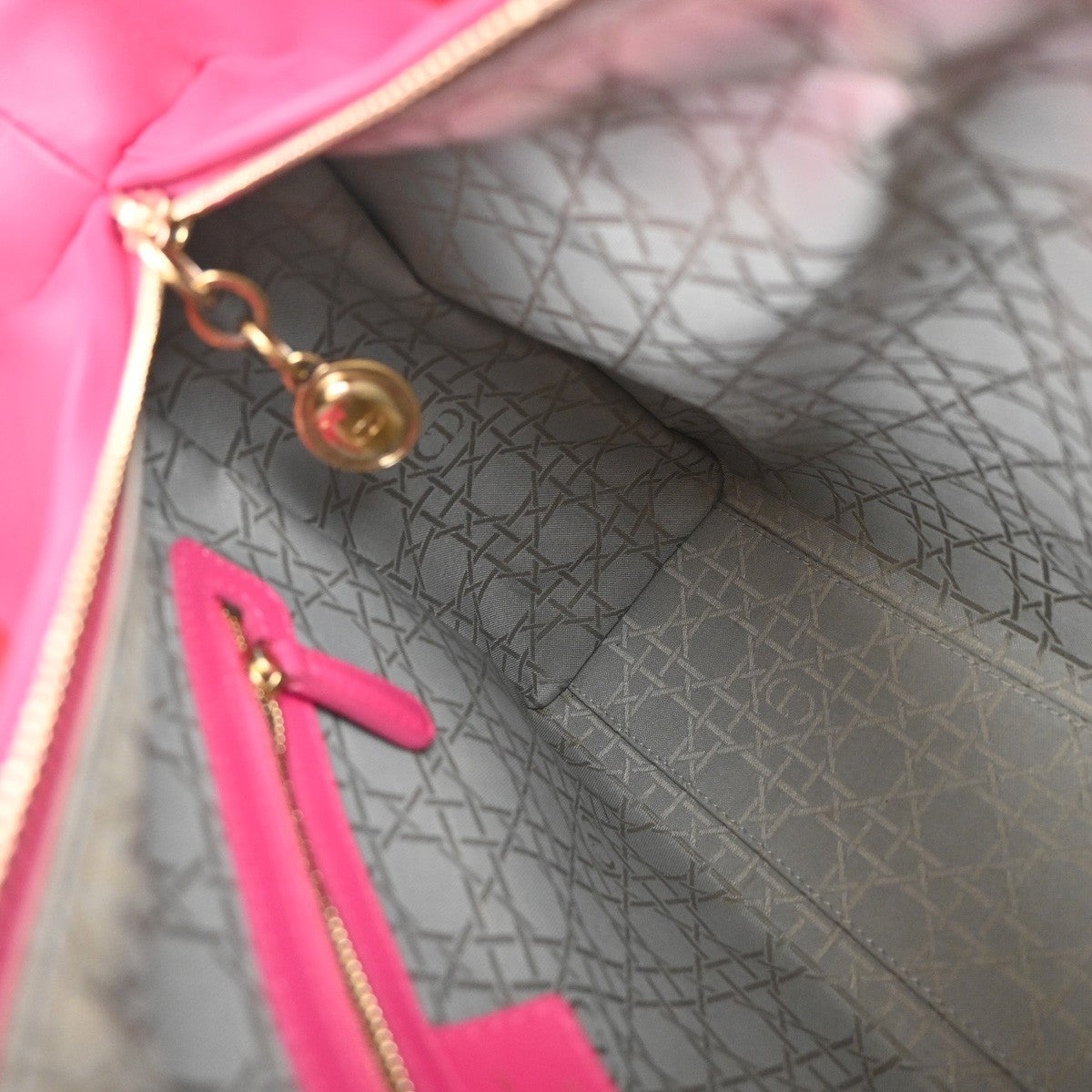 CHRISTIAN DIOR Lady Cannage 2Way Shoulder Hand Bag Leather Pink GHW 618RP028