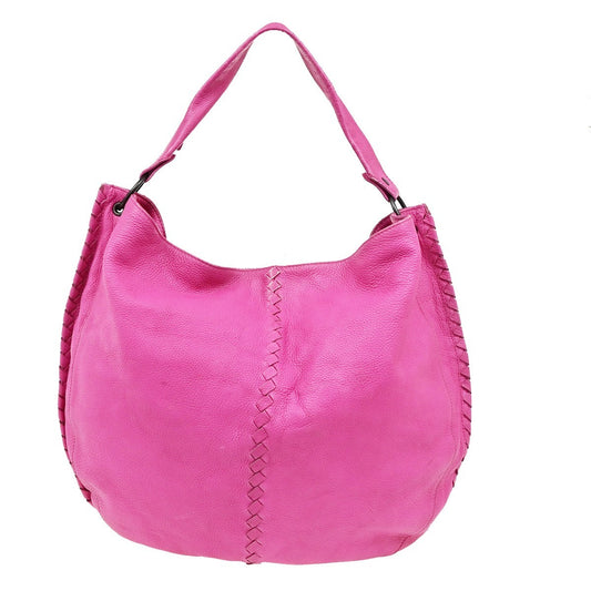 BOTTEGA VENETA Logo Intrecciato Shoulder Hobo Bag Leather Pink Italy 16KD154