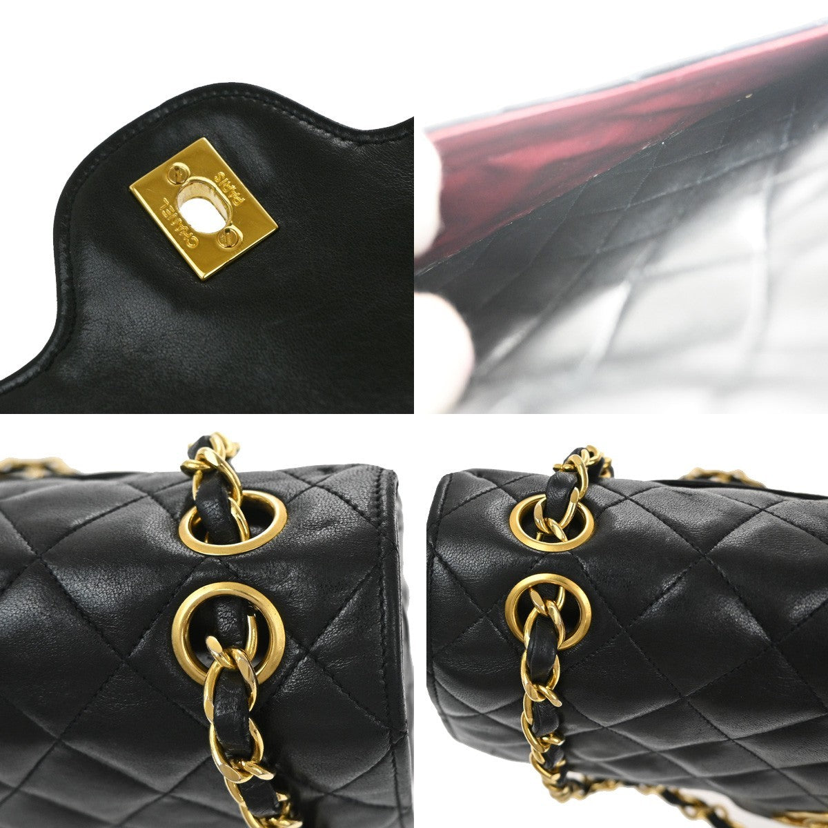 CHANEL CC Matelasse 25 Double Flap Chain Shoulder Bag Leather Black GHW 357RL460