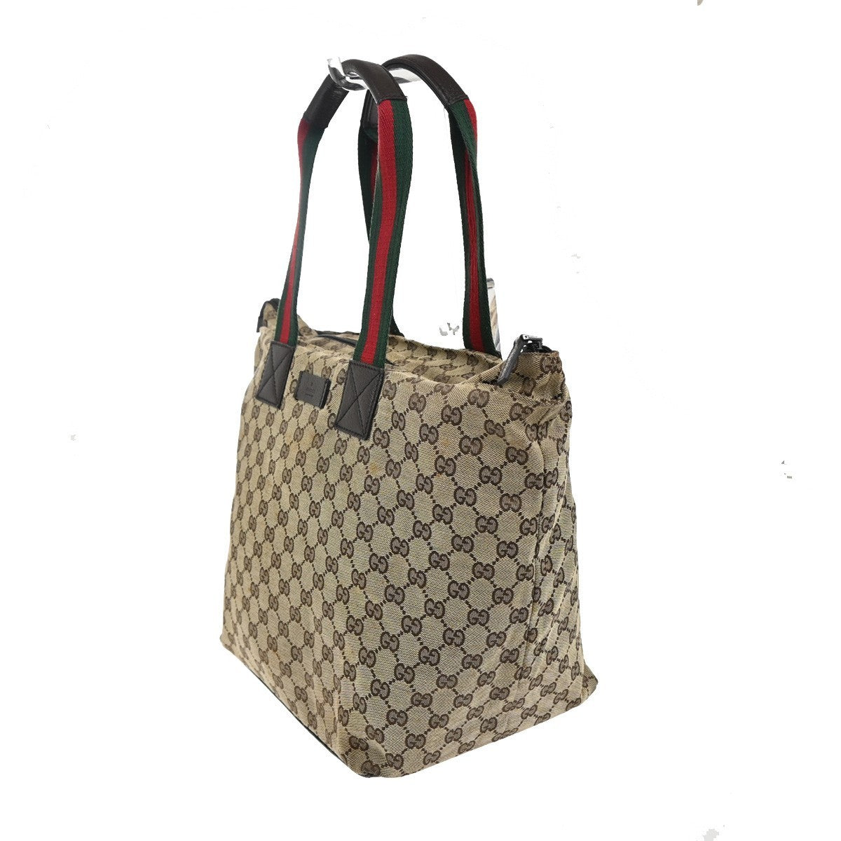 GUCCI GG Logo Sherry Line Shoulder Hand Bag Canvas Leather Beige Italy 67KC204