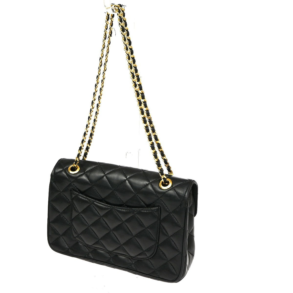 GIVENCHY Logo Chain Shoulder Hand Bag Leather Black GHW 67CA565