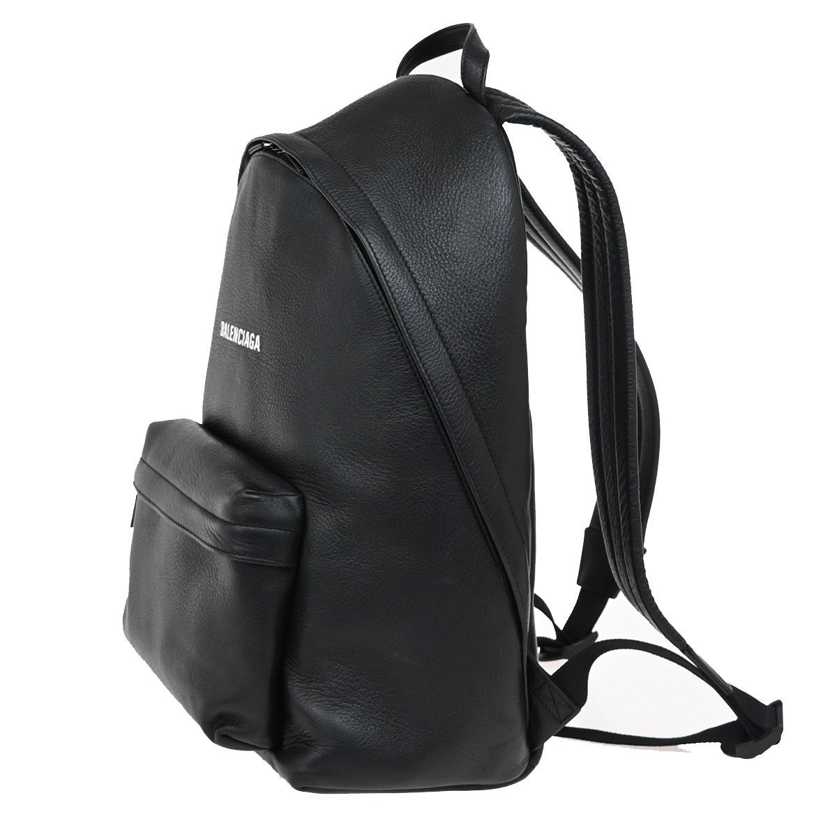 BALENCIAGA Logo Everyday Backpack Bag Leather Black SHW Italy 50RL527