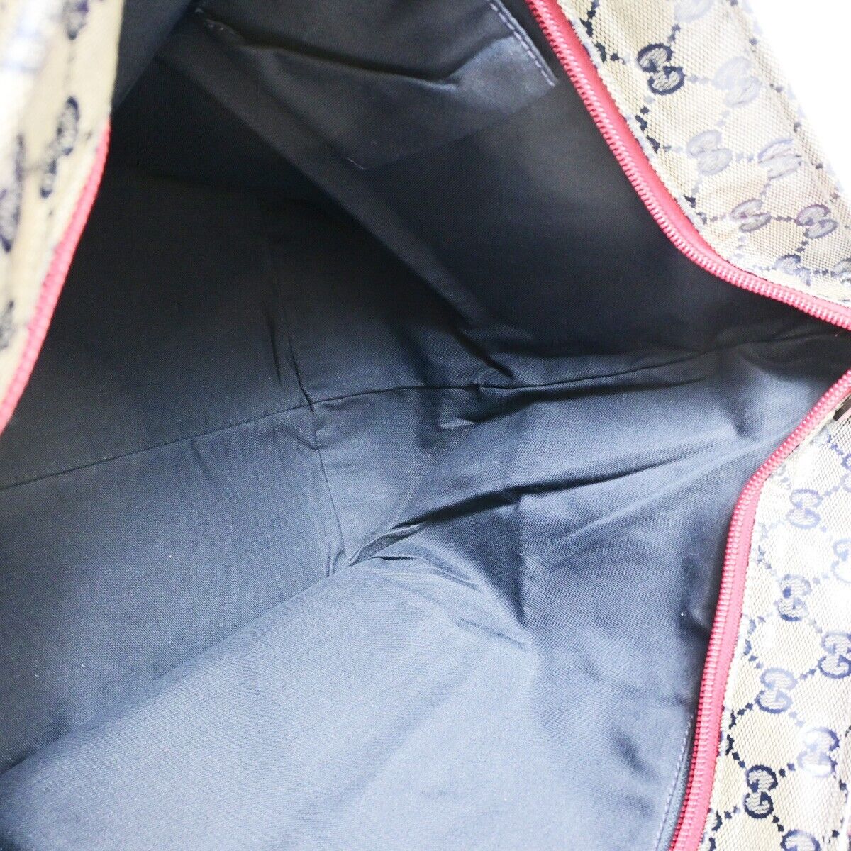 GUCCI GG Pattern Crystal ShoulderBag Coating Canvas Leather Navy Blue 67EB789