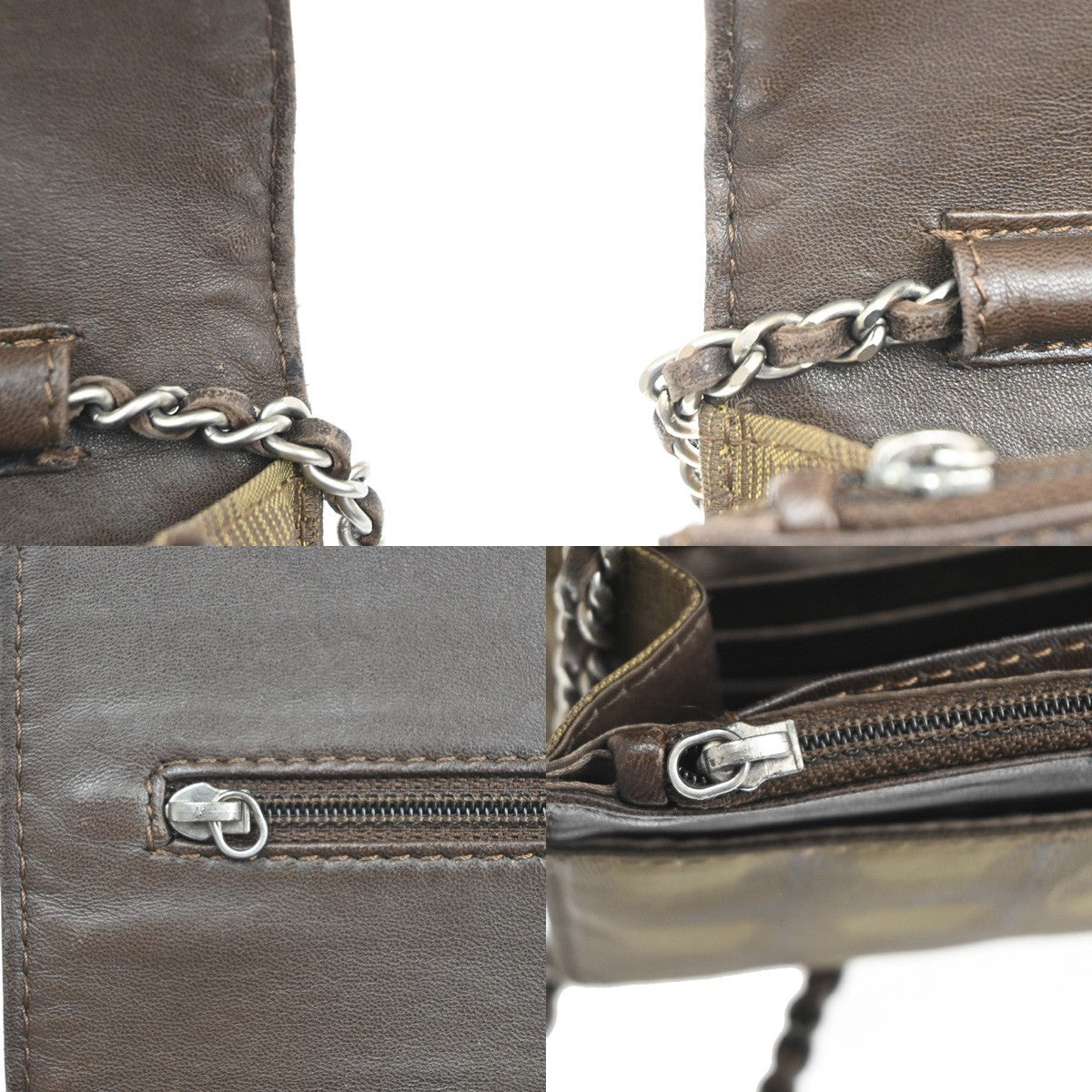 CHANEL New Travel Line Chain Shoulder Bag Wallet Canvas Leather GN Italy 95KC938