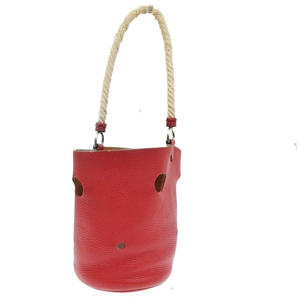 HERMES Manjoire PM Rope Shoulder Bag Taurillon Clemence leather Red SHW 51RQ069