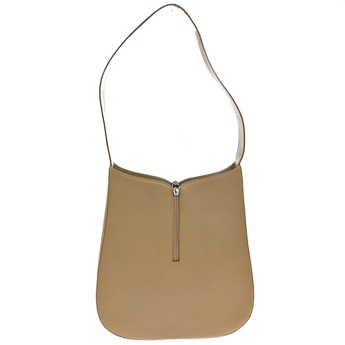 SALVATORE FERRAGAMO Logo Gancini Shoulder Bag Leather Beige SHW Italy 62YH785