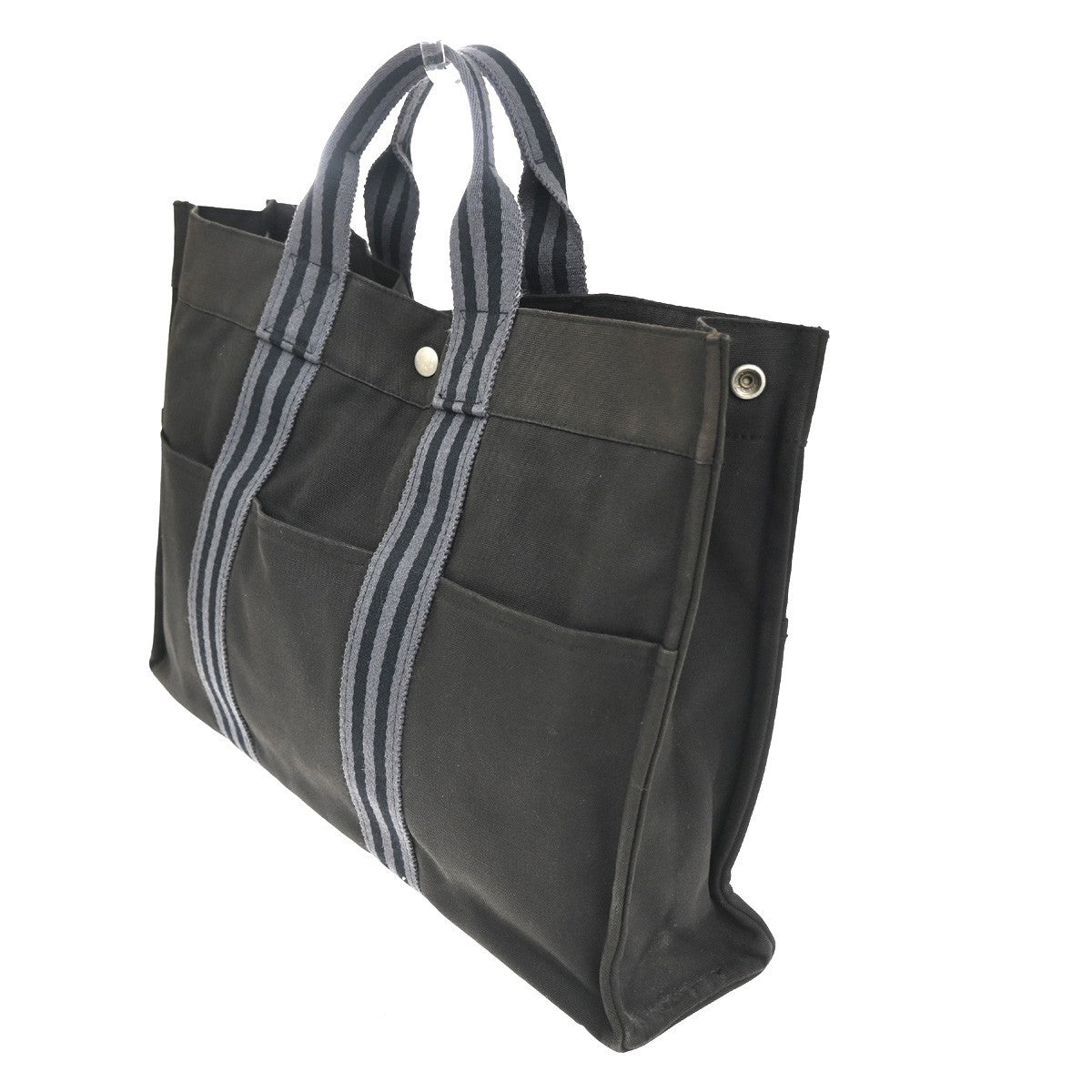 HERMES Fourre-Tout MM Hand Tote Bag Canvas Black France 100% Cotton 02KC915