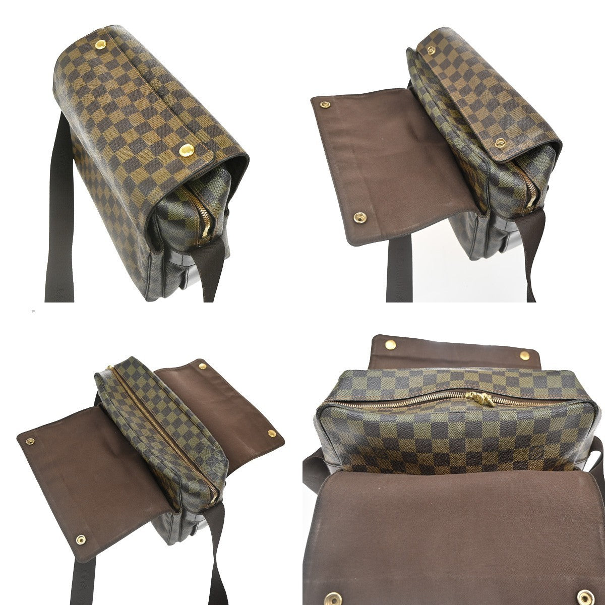 LOUIS VUITTON Naviglio Shoulder Bag Damier Ebene Leather Brown N45255 83CA735