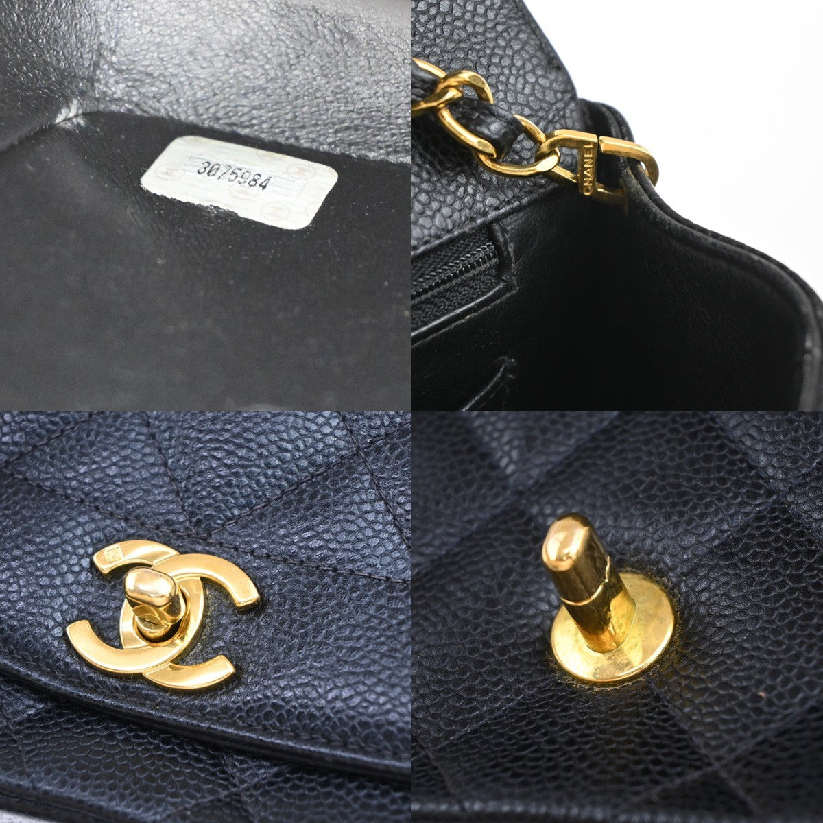 CHANEL CC Diana 25 Chain Shoulder Bag Calfskin Leather Black Vintage 282RF866