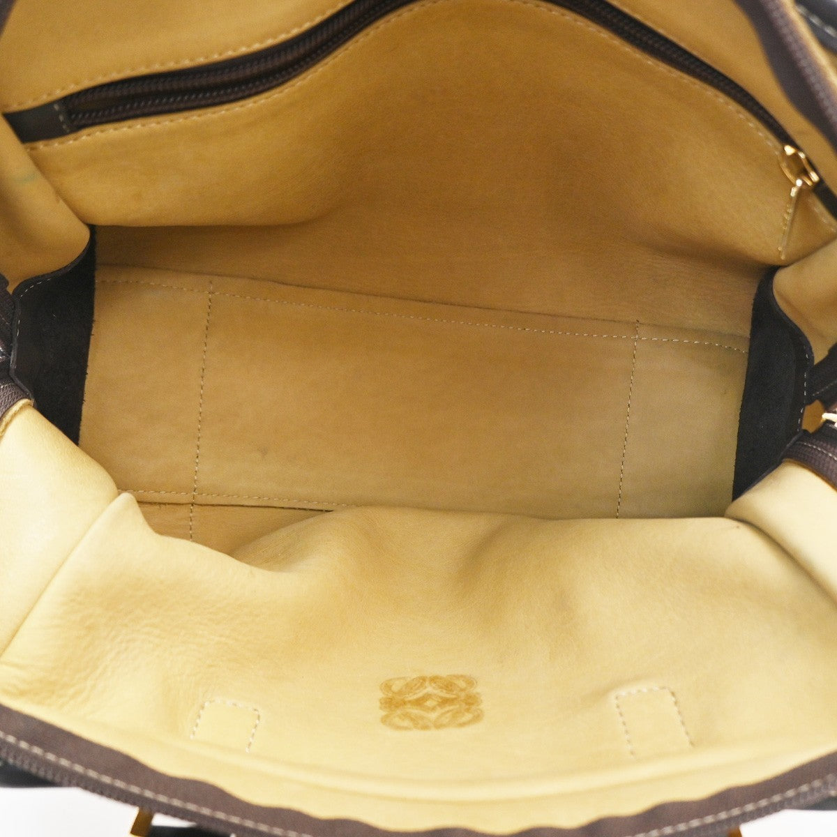LOEWE Anagram logo Amazona 28 handbag suede Leather Brown Spain GHW 79KD096