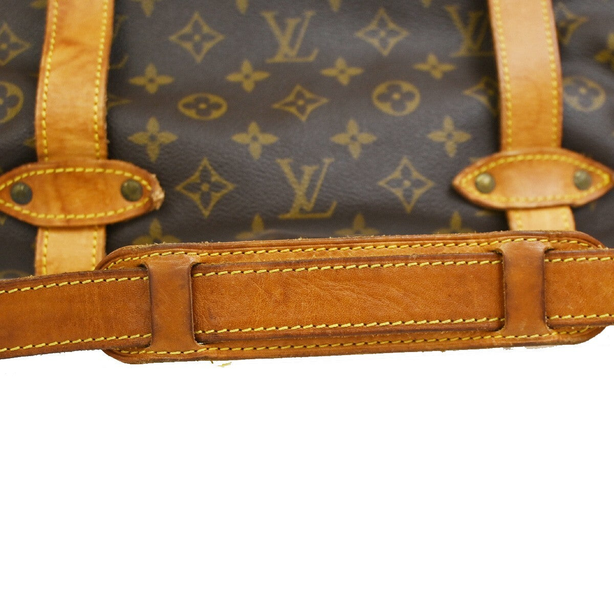LOUIS VUITTON Logo Saumur 43 Shoulder Bag Monogram Leather Brown M42252 85FB601