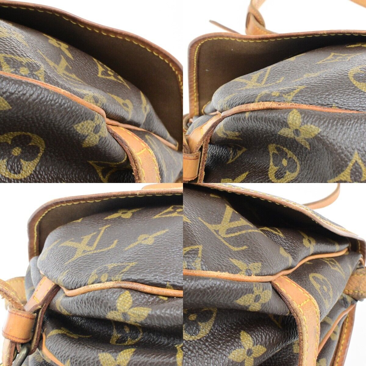 LOUIS VUITTON Logo Saumur 30 Shoulder Bag Monogram Leather Brown M42256 31EE059