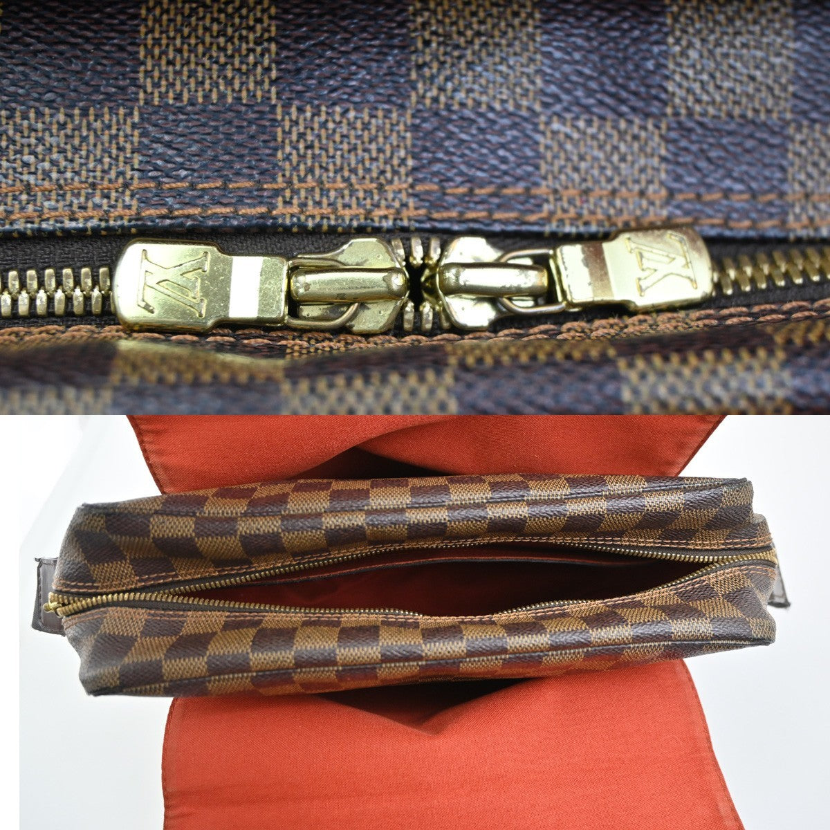 LOUIS VUITTON Naviglio Shoulder Bag Damier Ebene Leather Brown N45255 76ZA305