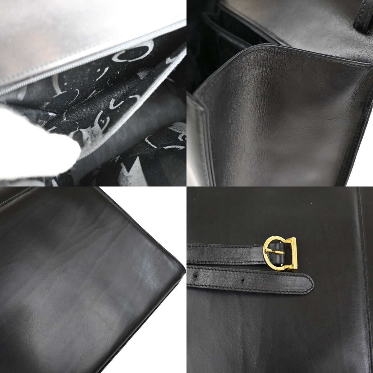 SALVATORE FERRAGAMO Vara 2Way Shoulder Hand Bag Leather Black GHW Italy 39FB617