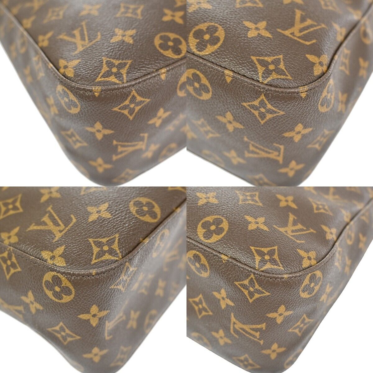 LOUIS VUITTON Logo Looping GM Shoulder Bag Monogram Leather Brown M51145 73ED287
