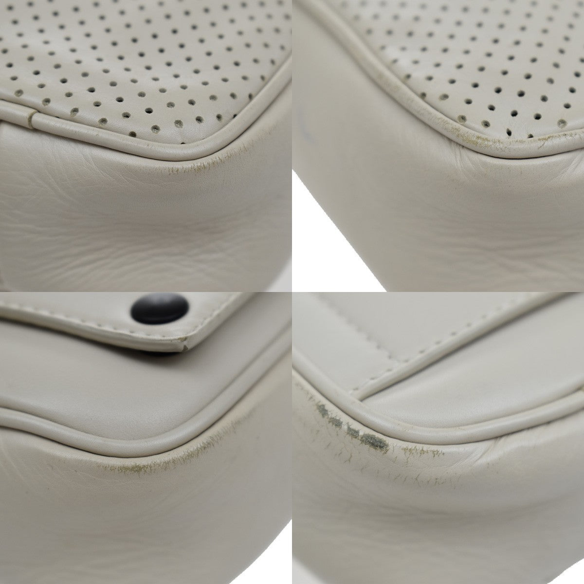 BOTTEGA VENETA Logo Mini Shoulder Bag Leather White Made in Italy 83KB141