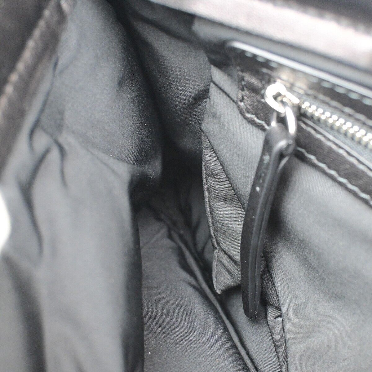 MAISON MARGIELA Logo Glam Slam Chain Clutch Hand Bag Leather Black Silve 40RF146