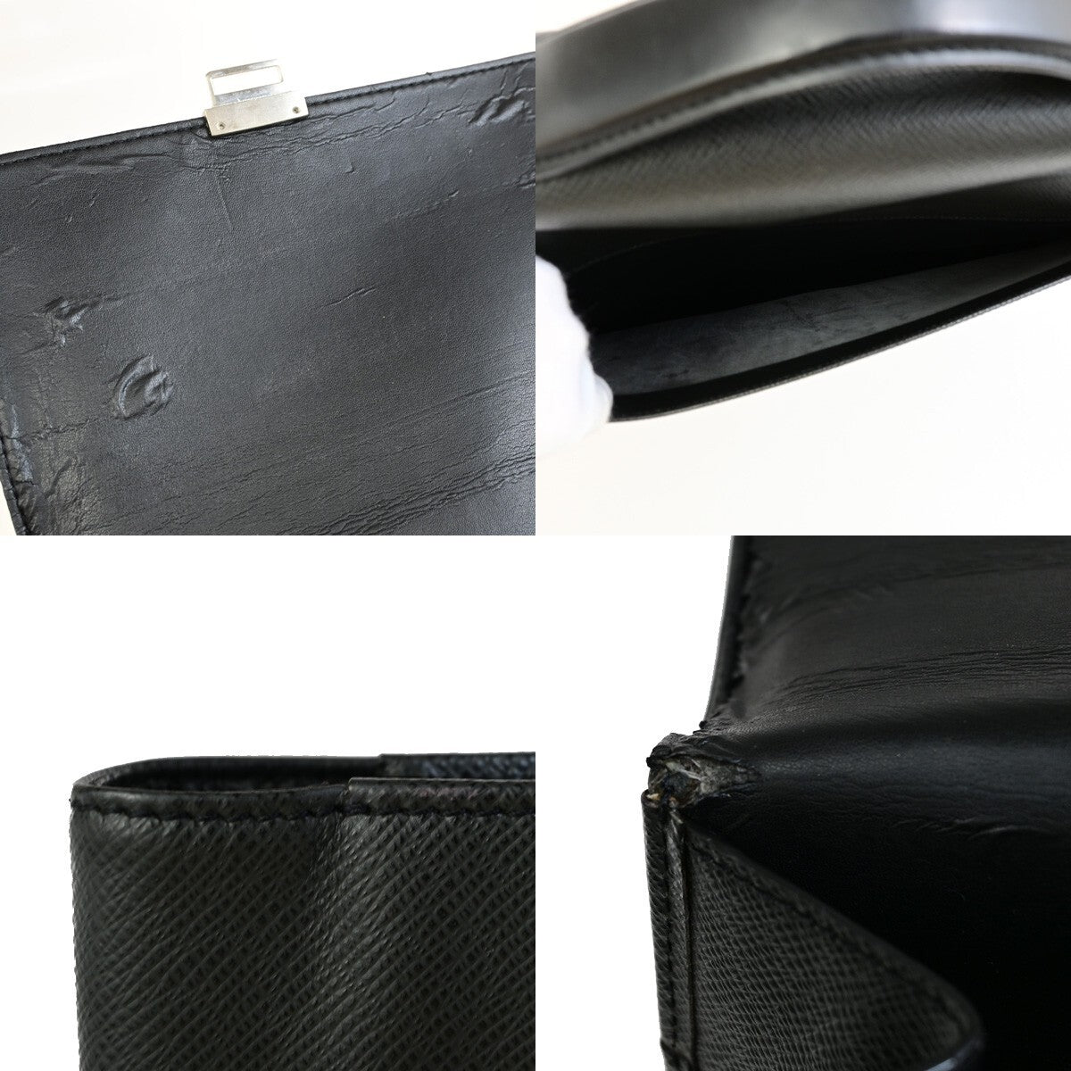 LOUIS VUITTON Serviette Kazan Hand Bag Taiga Leather Black M30802 68EE125