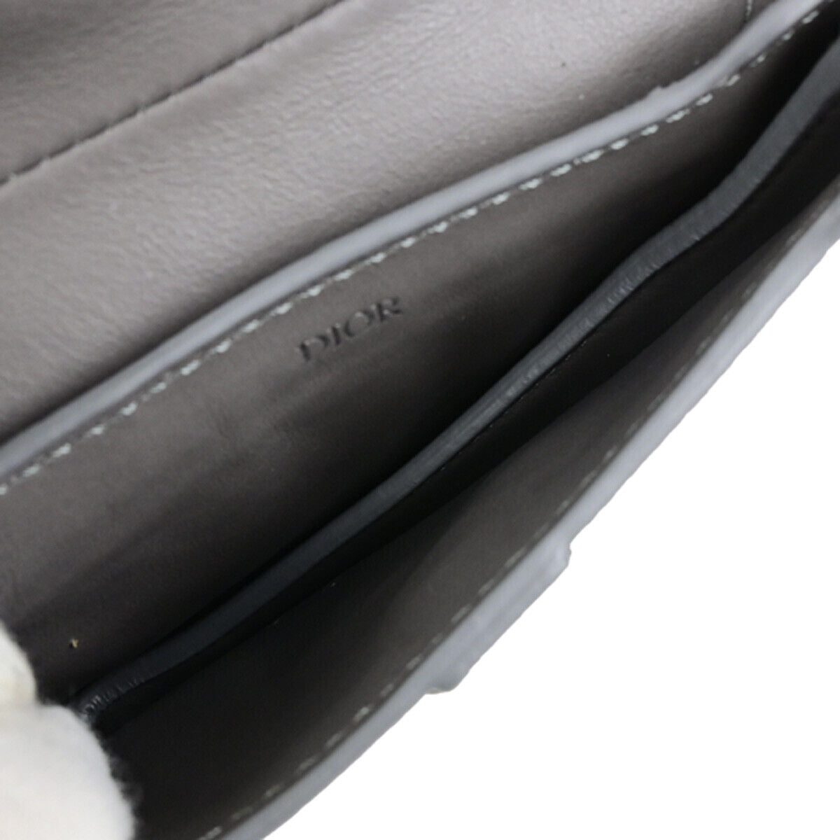 CHRISTIAN DIOR CD Logo Saddle Mini Pouch Bag Leather Gray SHW Italy 85RK755