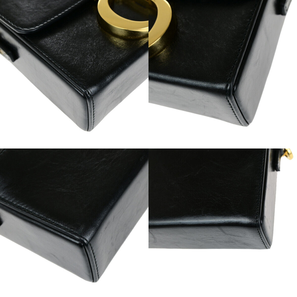 CHRISTIAN DIOR 30 Montaigne Box Shoulder Bag Calfskin Leather Black GHW 645RK712