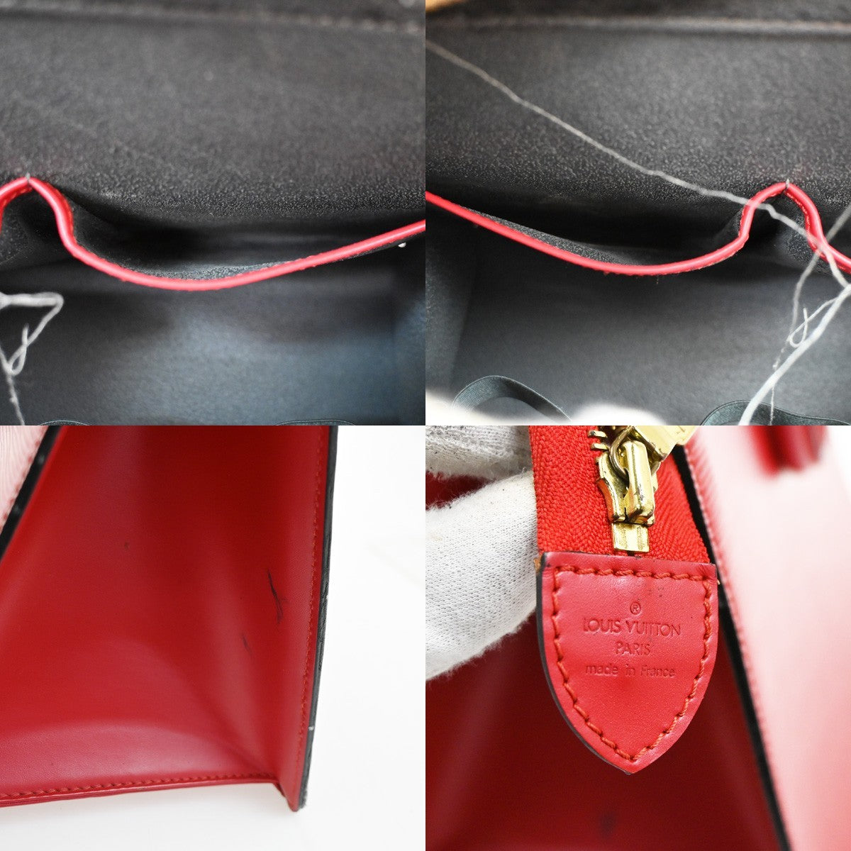 LOUIS VUITTON LV Logo Riviera Hand Bag Epi Leather Red France M48187 36KC601