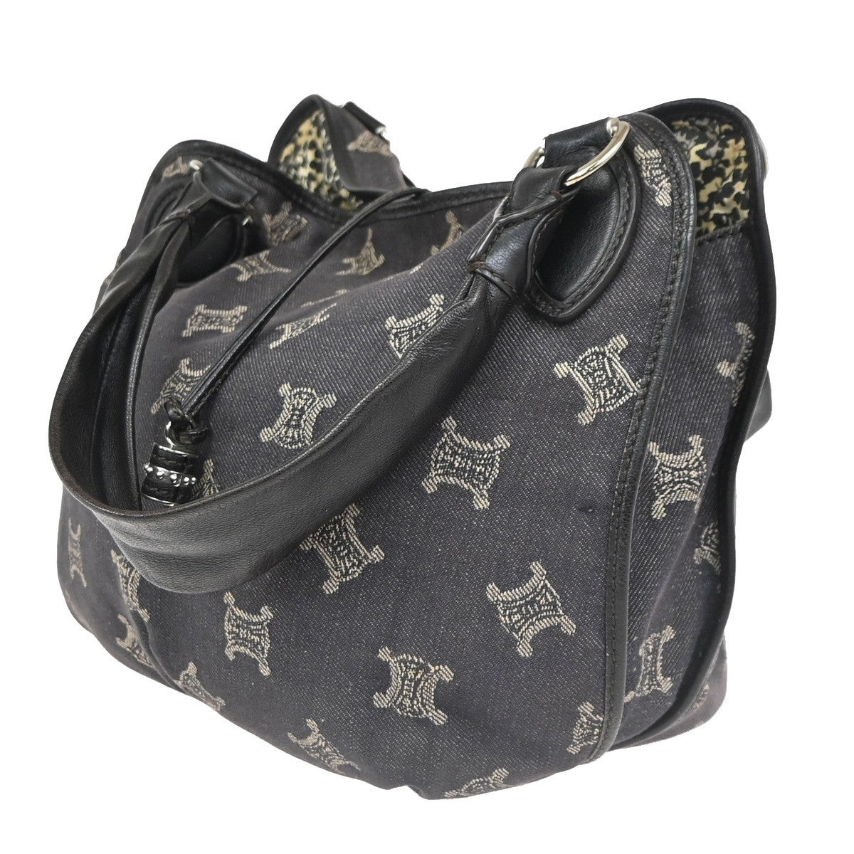 CELINE Logo Bittersweet Macadam Shoulder Bag Denim Leather BN BK SHW 87KC749