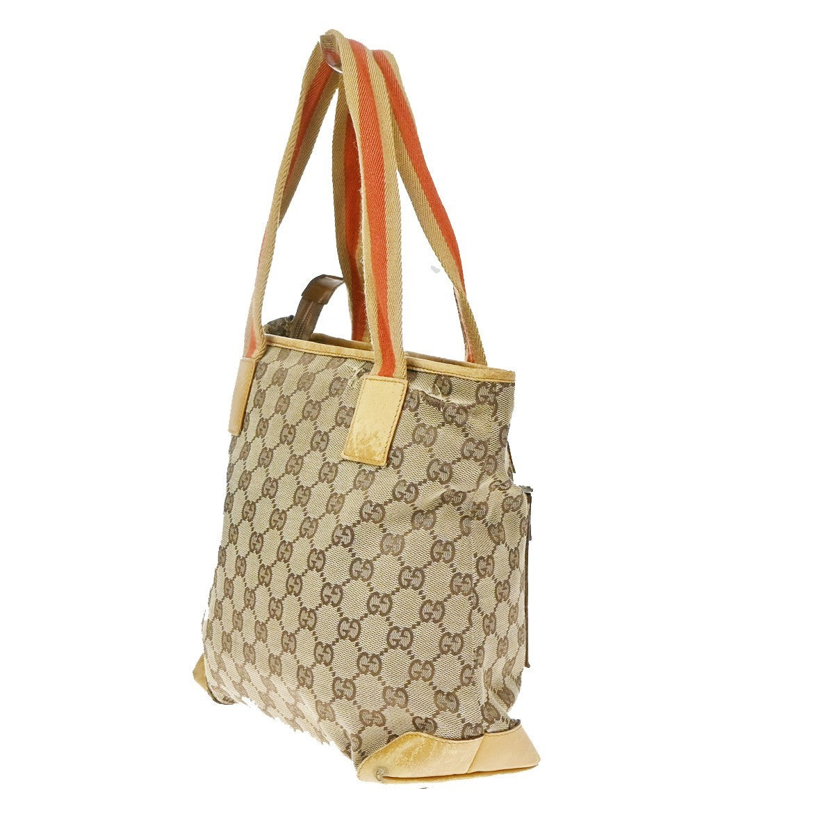 GUCCI Logo Sherry GG Pattern Shoulder Bag Canvas Leather Beige SHW Italy 02YJ173