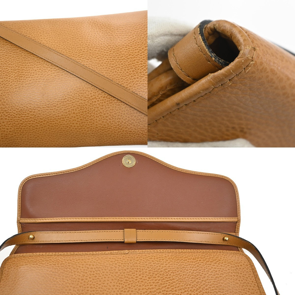 CHRISTIAN DIOR CD Flap 2way Shoulder Hand Bag Leather Beige GHW France 65KC998