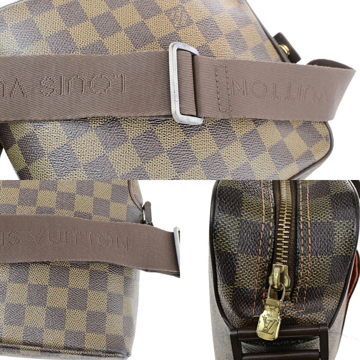 LOUIS VUITTON Olav PM Shoulder Bag Damier Ebene Leather Brown N41442 31YG510