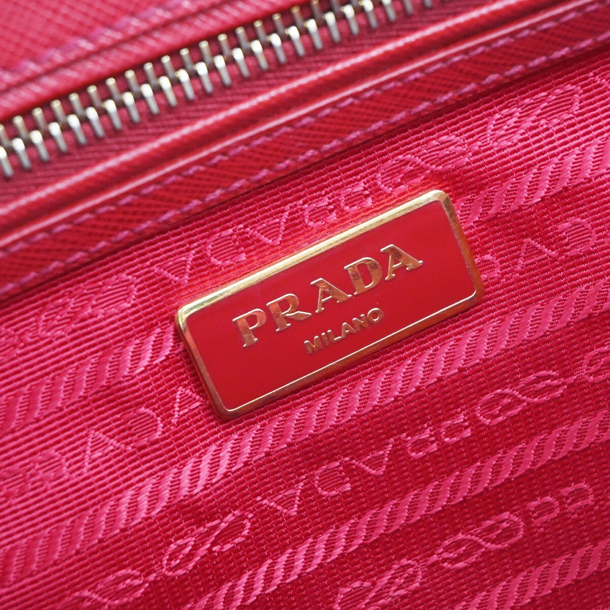 PRADA Logo Saffiano 2Way Shoulder Hand Bag Leather Red GHW 95RF247