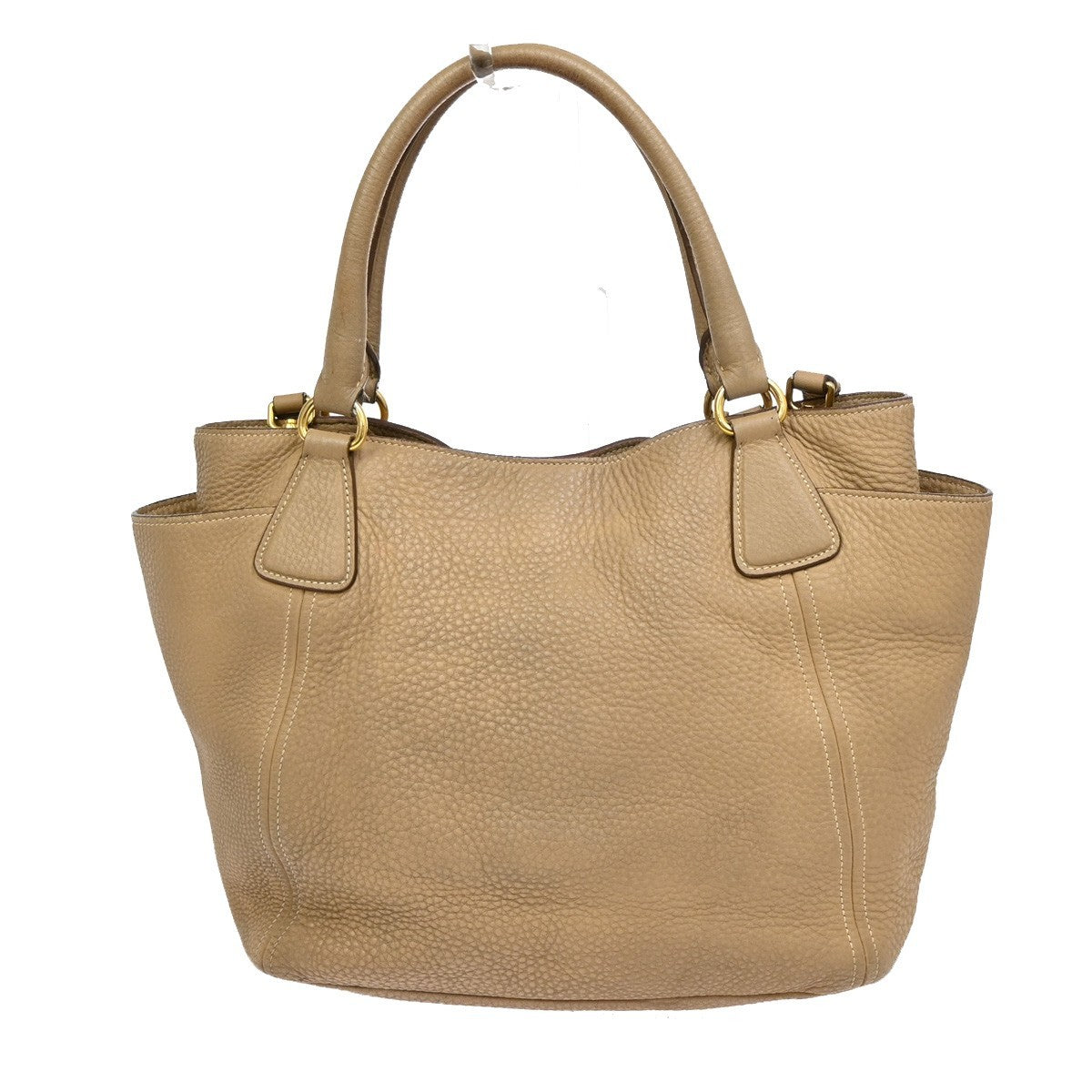 PRADA Logo 2Way Shoulder Hand Bag Vitello Phenix Leather Beige Italy 70KB268