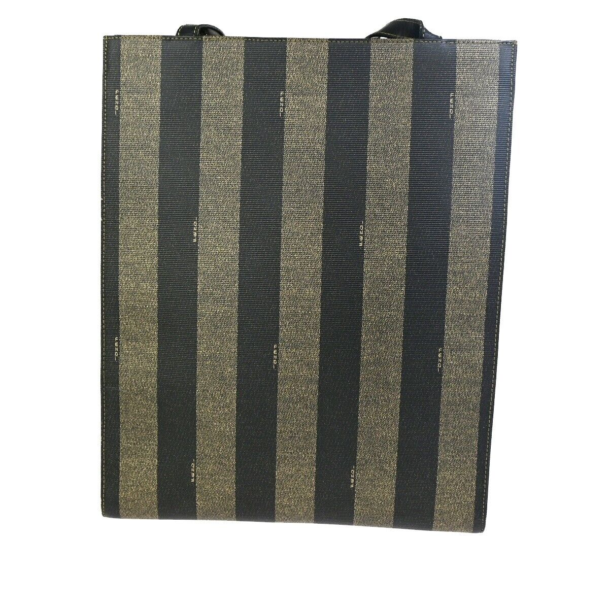 FENDI Logo Pecan Shoulder Tote Bag PVC Leather Brown Made In Italy 34FB215