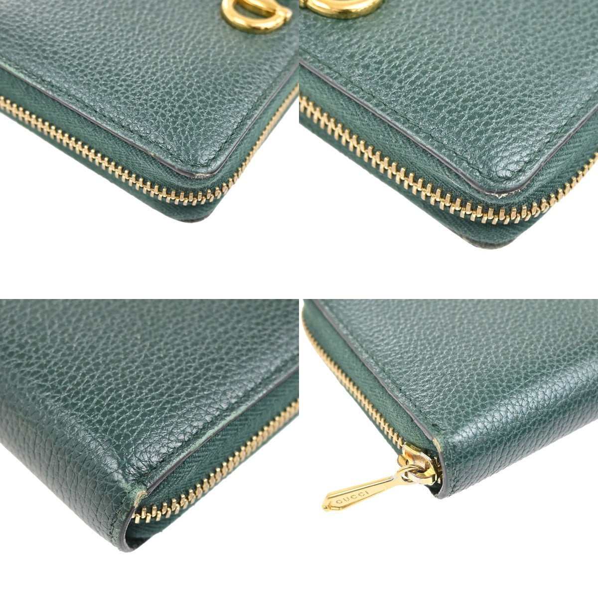 GUCCI G Horsebit Zip-around Long Wallet Leather Green GHW Italy 69CA415