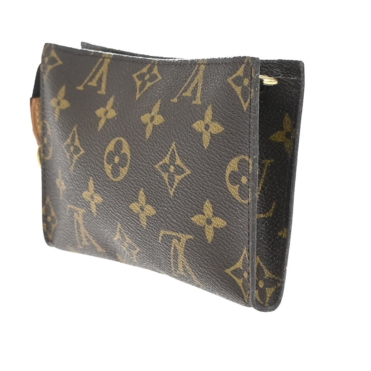 LOUIS VUITTON Logo BUCKET PM Pouch Bag Monogram Leather Brown France 66KP603