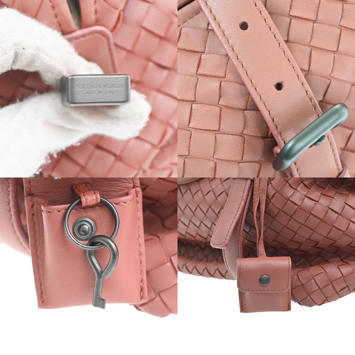 BOTTEGA VENETA Intrecciato Montaigne Shoulder Handbag Leather Pink Italy 53RL748
