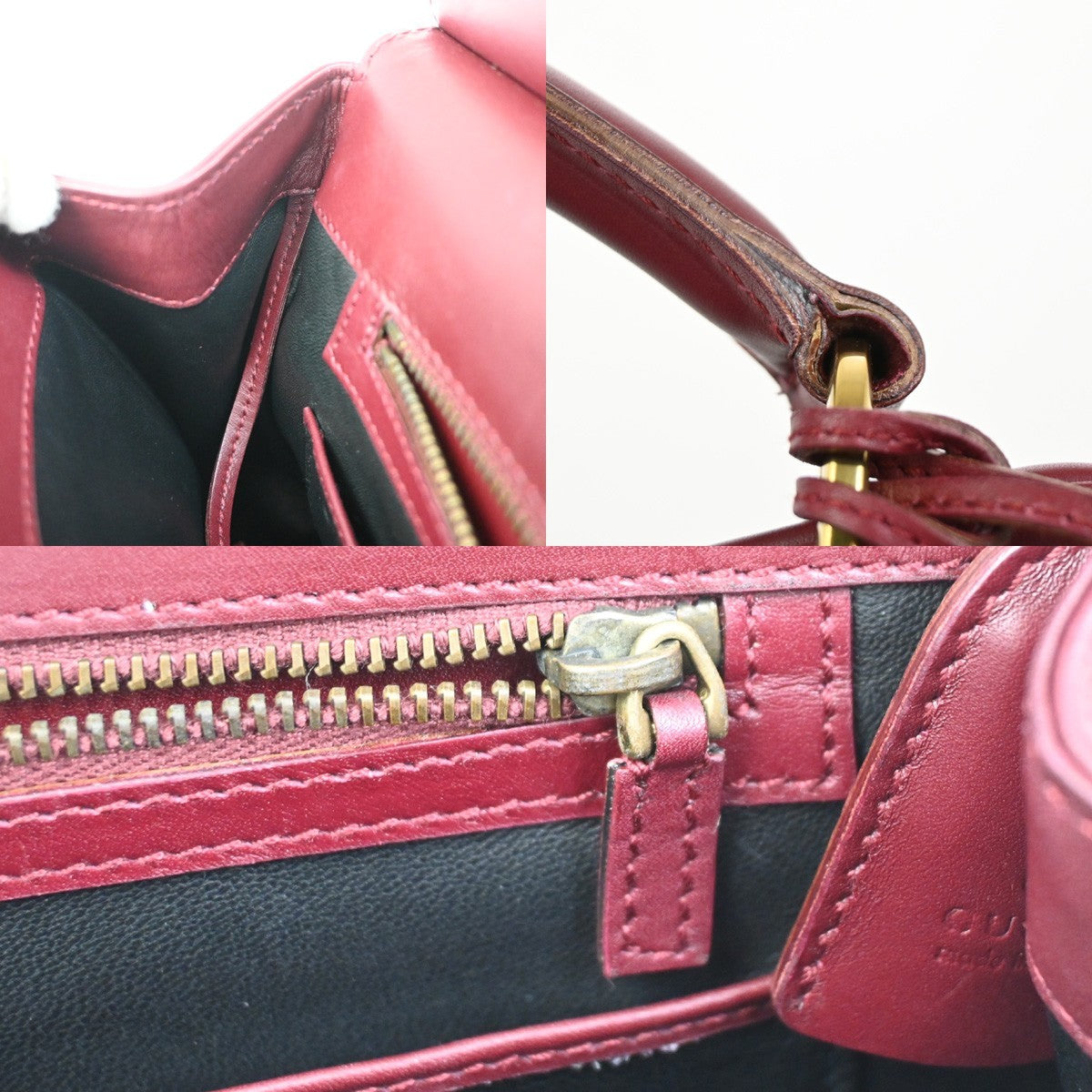 GUCCI Logo Top Handle Shoulder Hand Bag Leather Red GHW Italy 70KC634