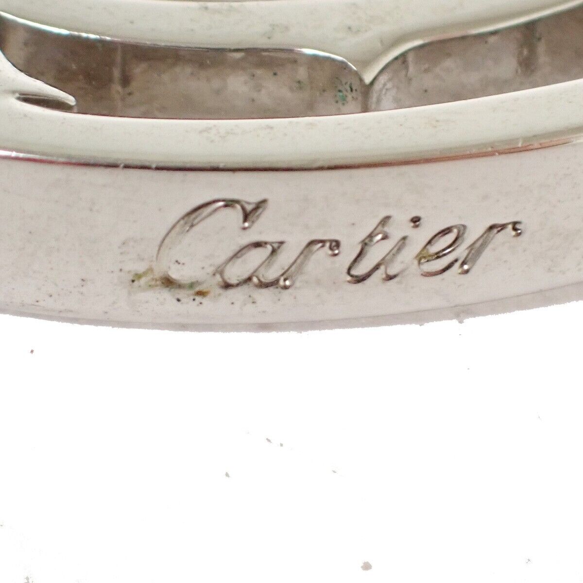 CARTIER 2C Logo Necklace Top Charm Silver Accessory 01EA562