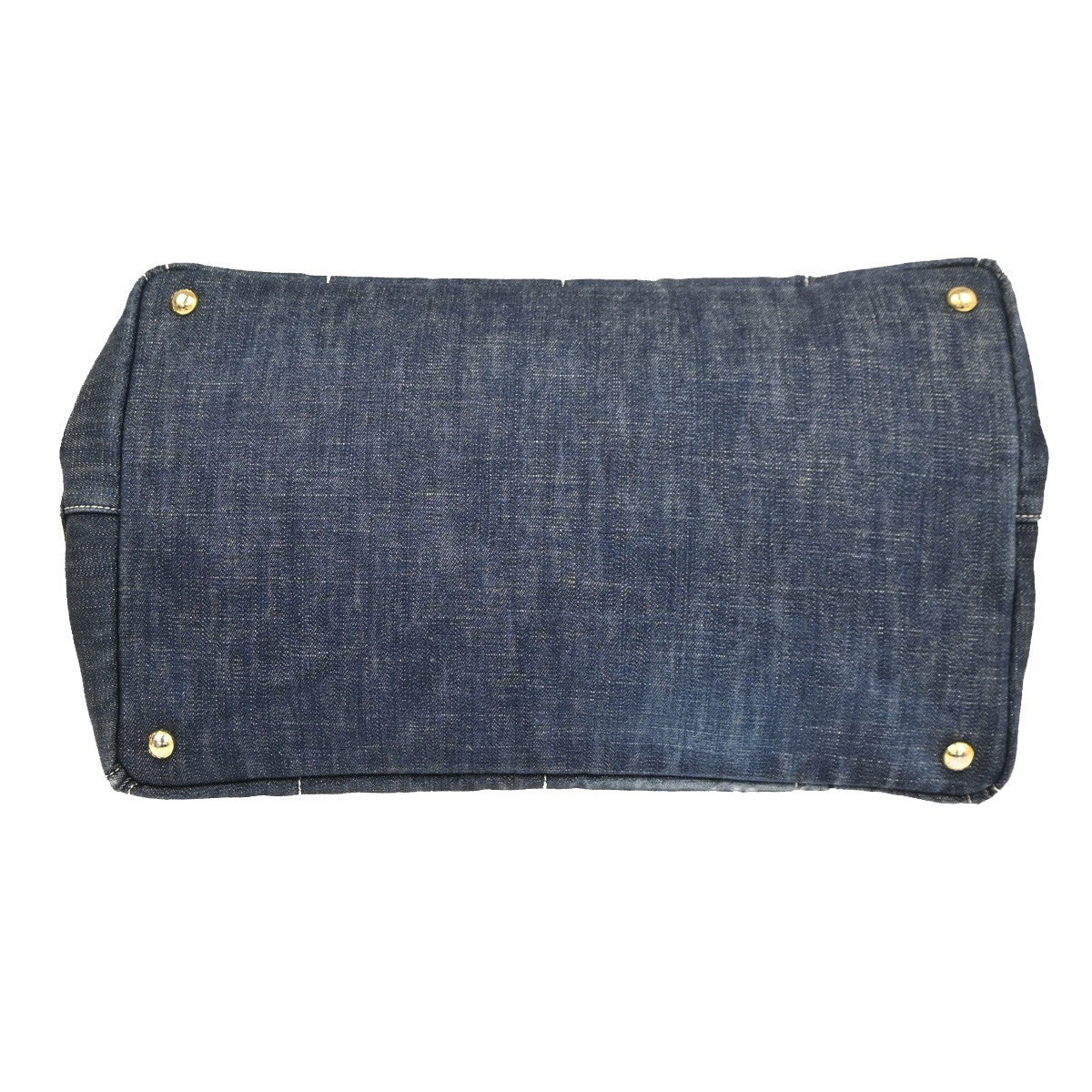 PRADA MILANO Logo Canapa Tote Handbag Denim Canvas Navy Blue GHW 35KC889