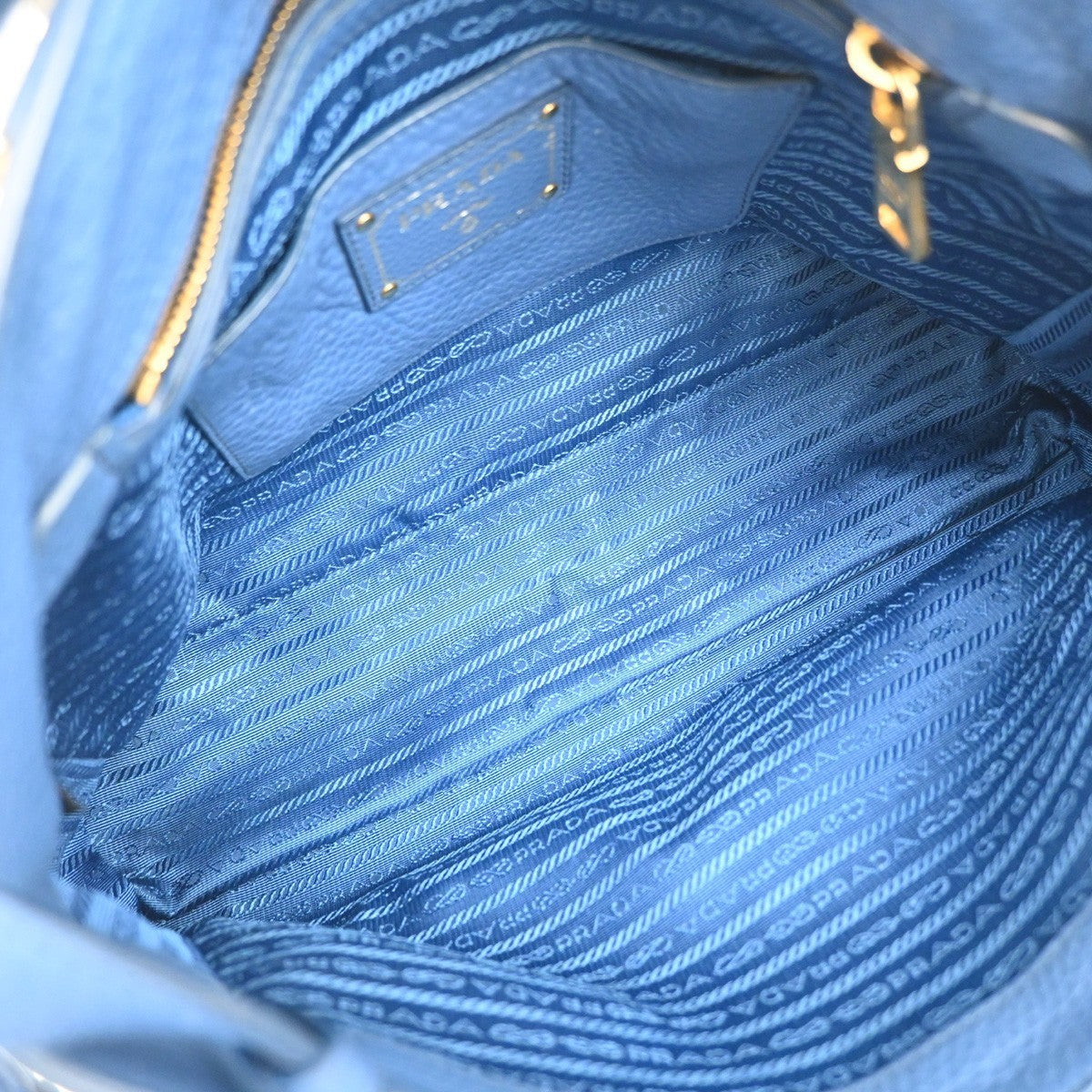PRADA Logo 2Way Shoulder Hand Bag Vitello Daino Leather Blue GHW Italy 18YJ205