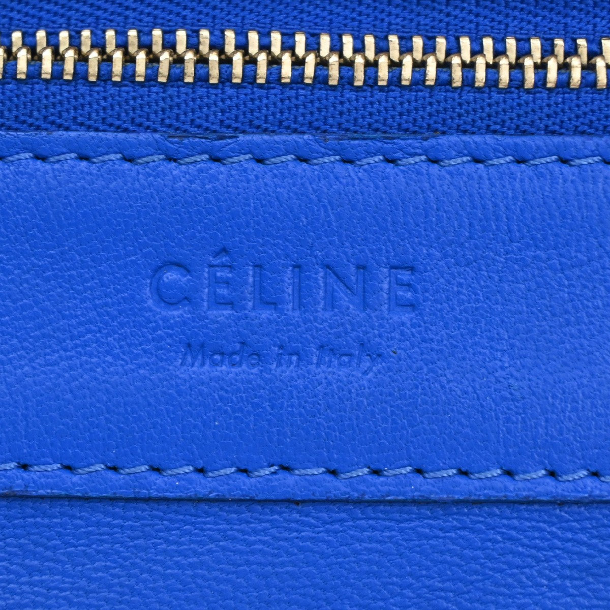 CELINE Horizontal Cabas Hand Tote Bag Bicolor Leather Blue Beige 38YJ129