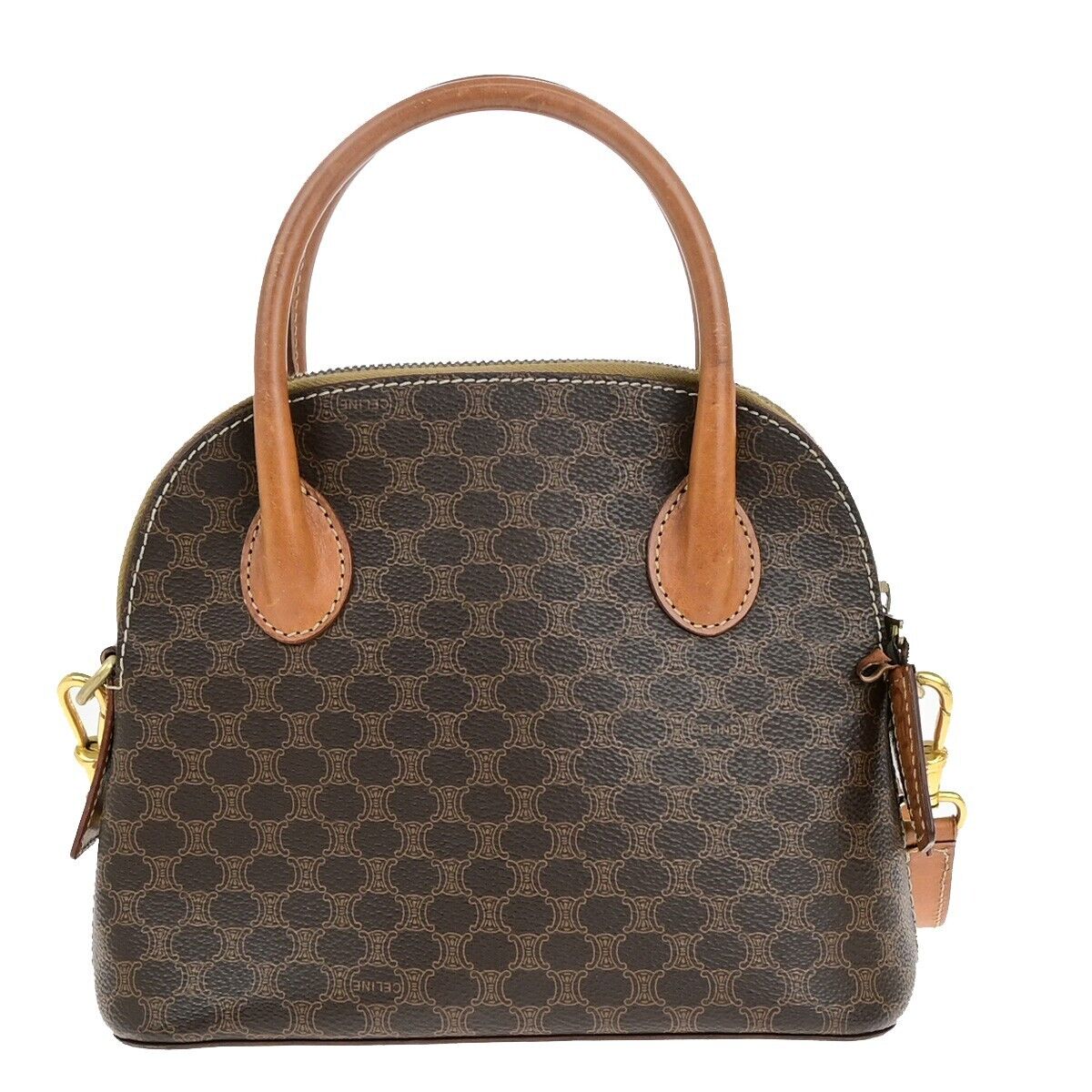 CELINE Logo Macadam Pattern 2Way Shoulder Hand Bag PVC Leather Brown GHW 38EC961