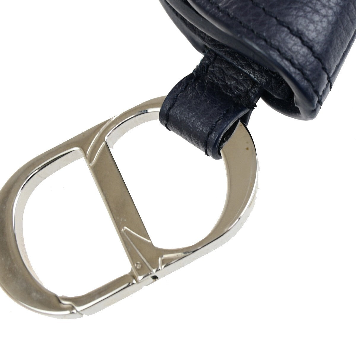 CHRISTIAN DIOR CD Logo Saddle Mini Pouch Bag Leather Navy Blue SHW Italy 85RK754