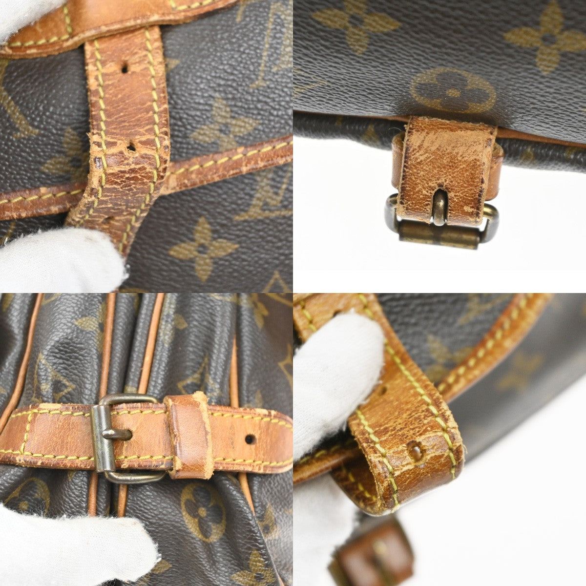 LOUIS VUITTON Logo Saumur 30 Shoulder Bag Monogram Leather Brown M42256 86MA434